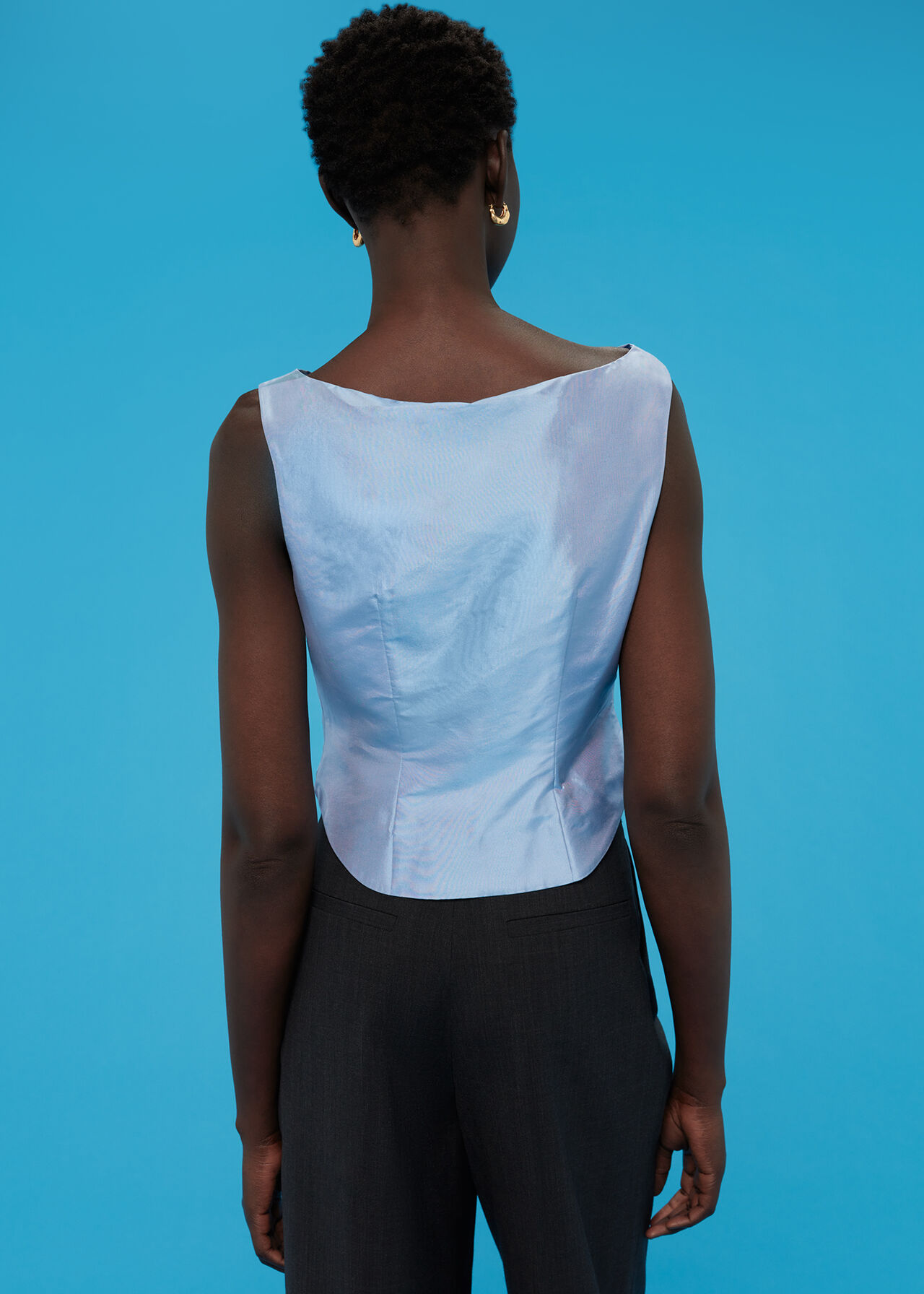 Taffeta Silk Off Shoulder Top