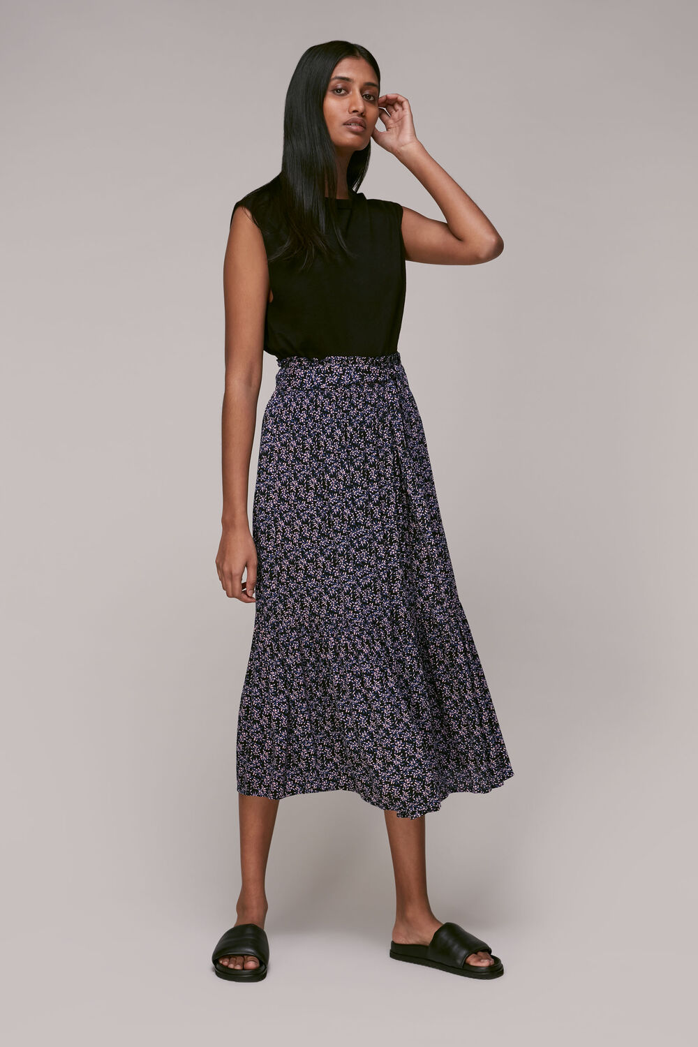 Kinetic Print Tie Front Skirt Multicolour
