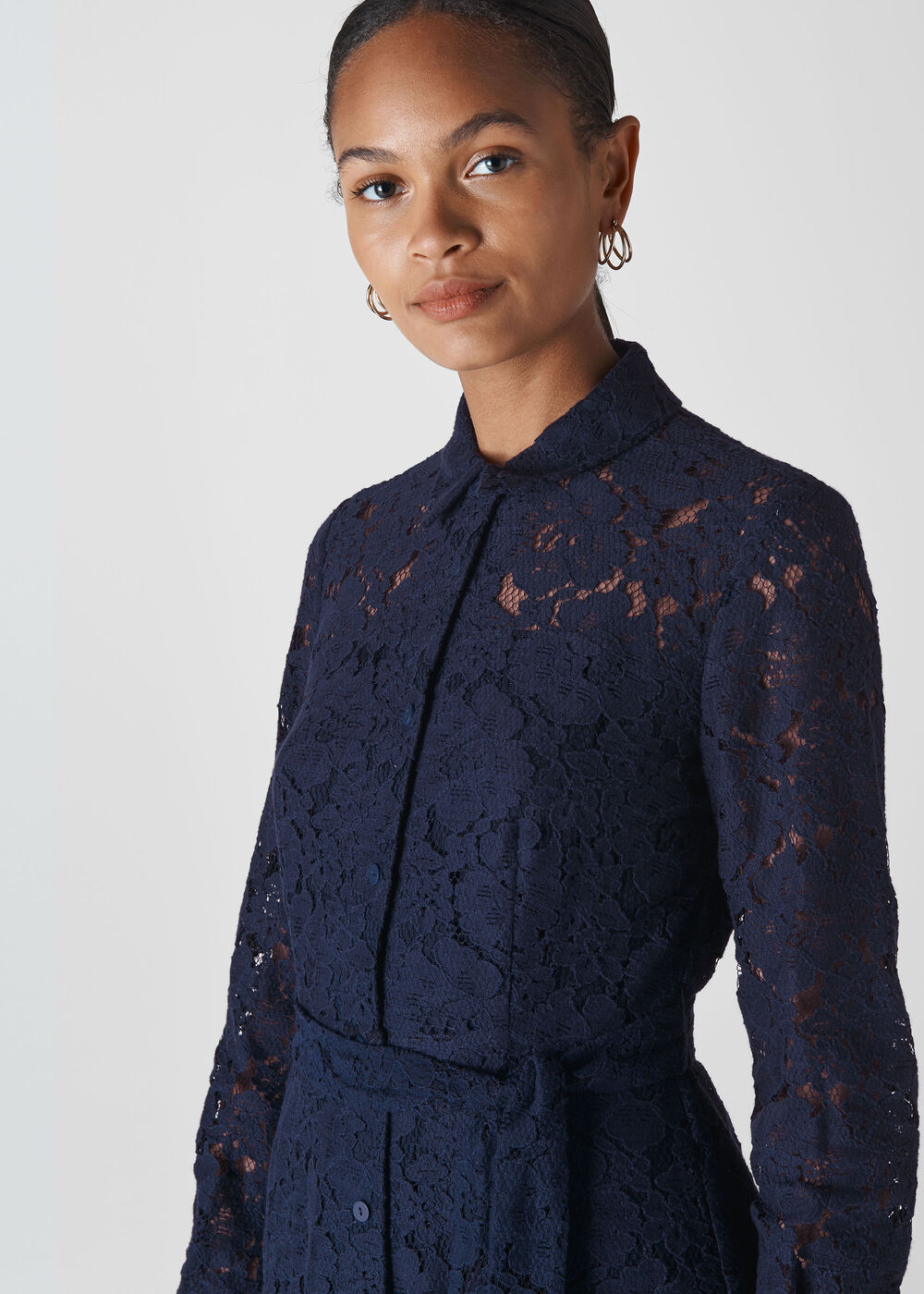 Oliviana Lace Midi Dress Navy