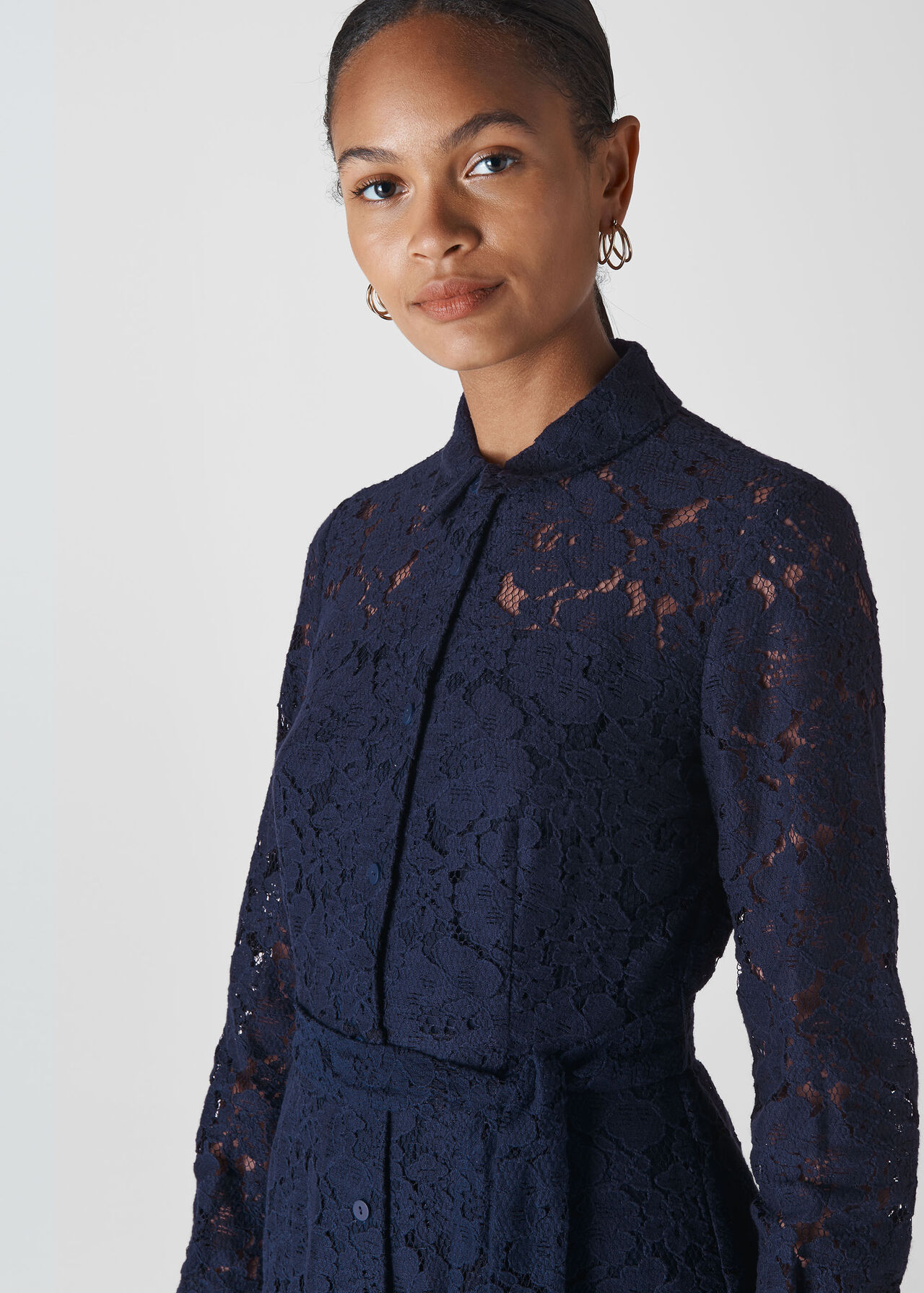 Oliviana Lace Midi Dress Navy