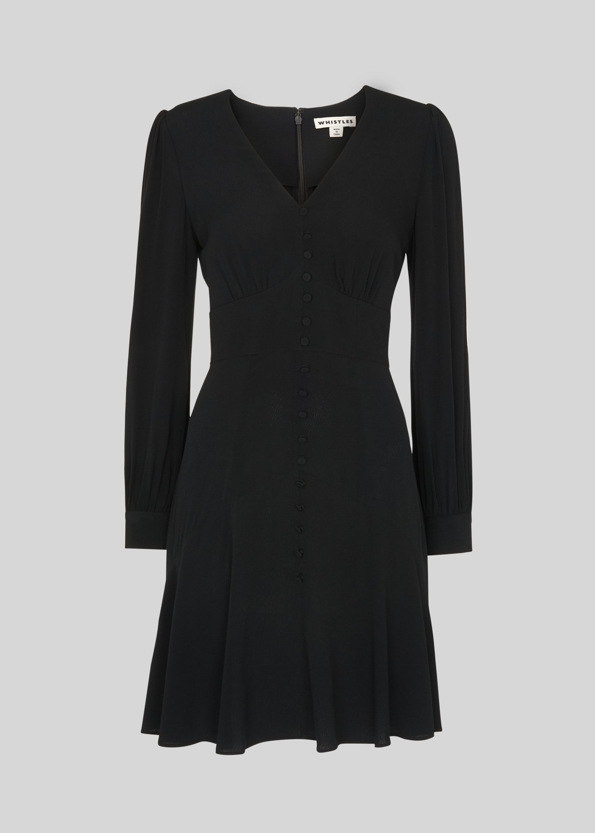 Black Short Button Through Dress