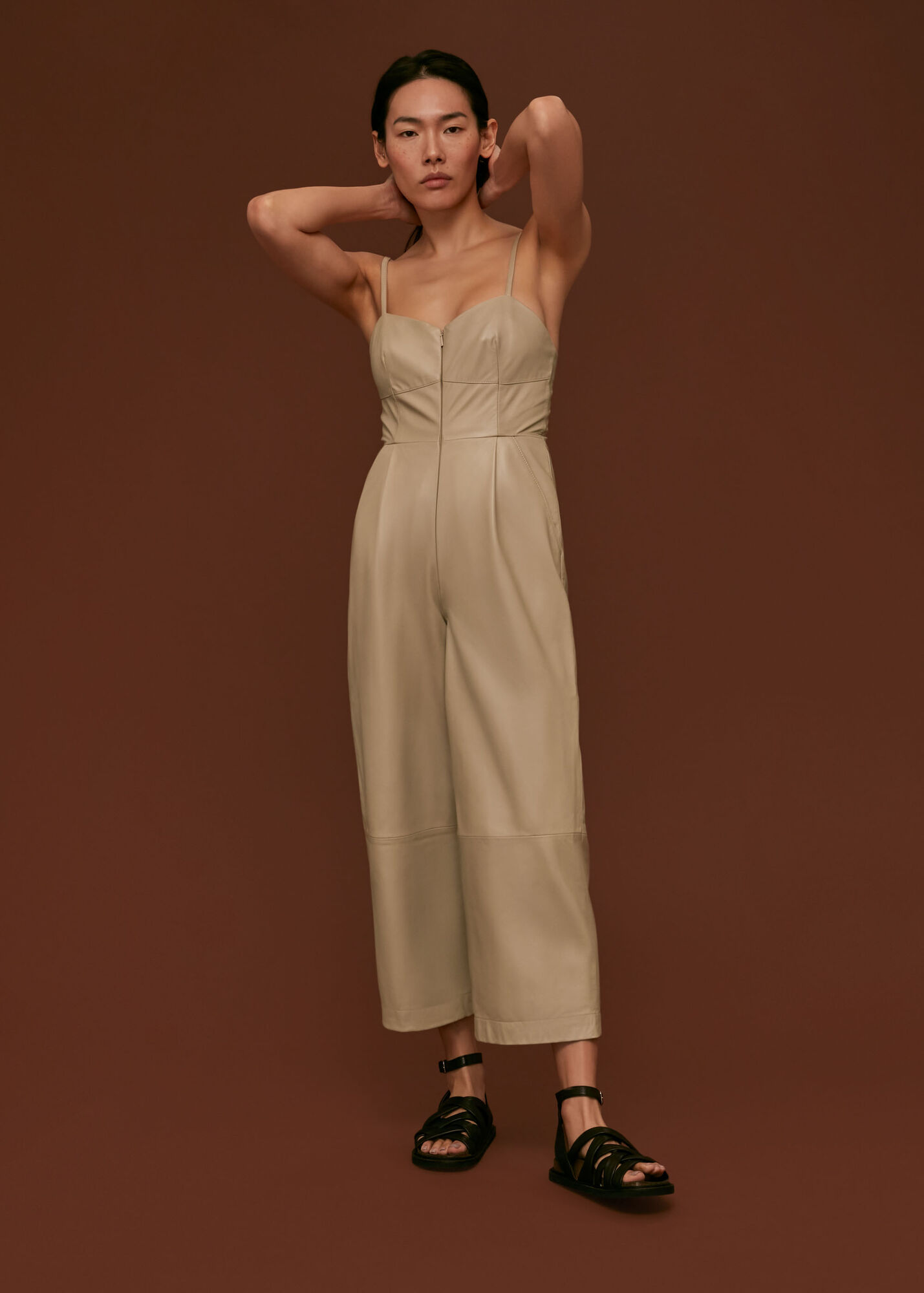 Neutral Leather Jumpsuit WHISTLES
