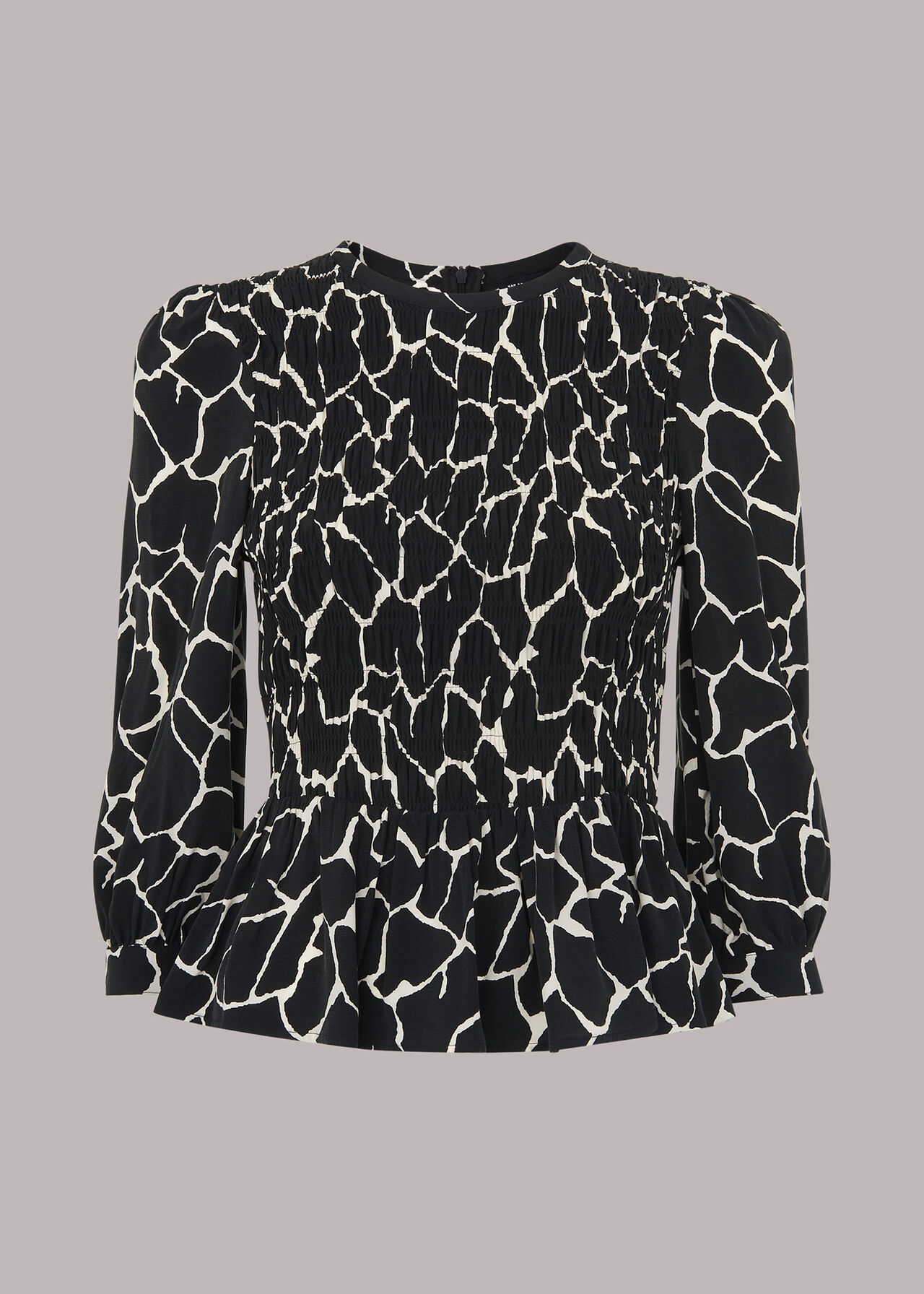 Giraffe Print Shirred Top