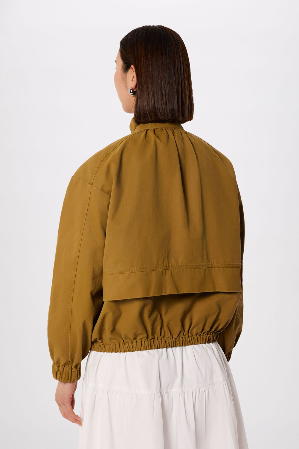 Neutral Wax Coated Bomber Jacket