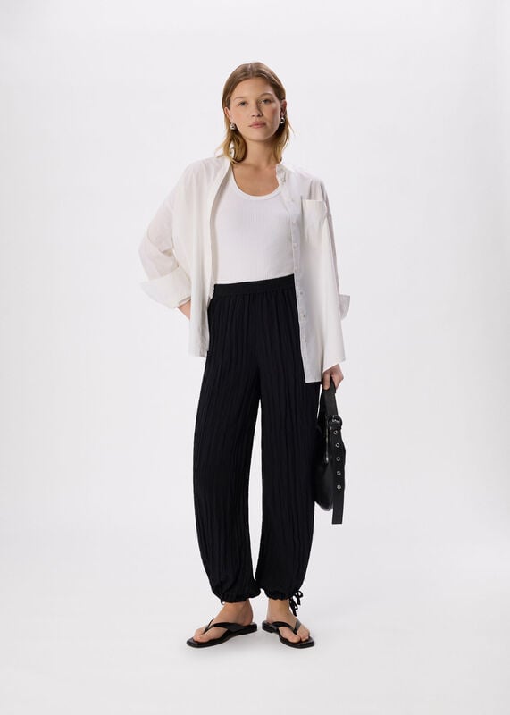 Black Relaxed Tie Hem Trouser