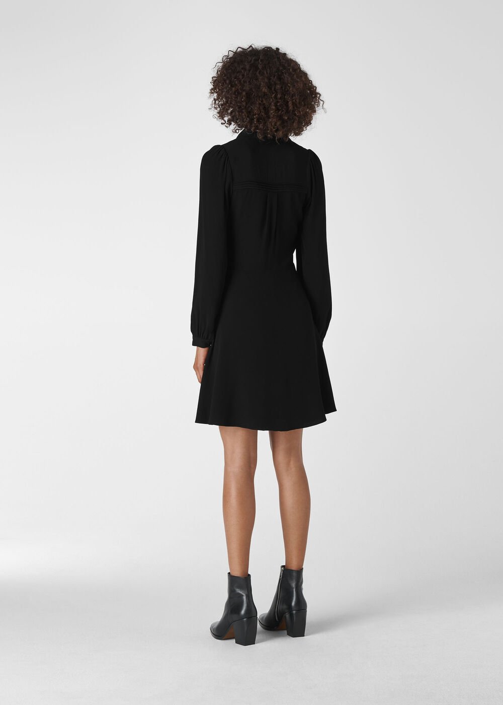 Pintuck Shirt Dress Black