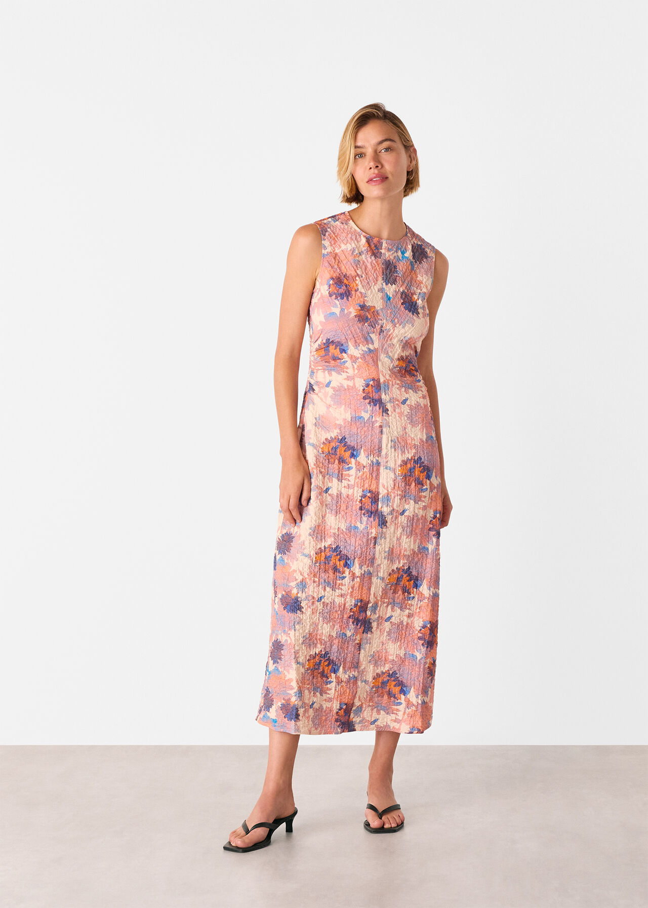 Floral Textured Midi Dress
