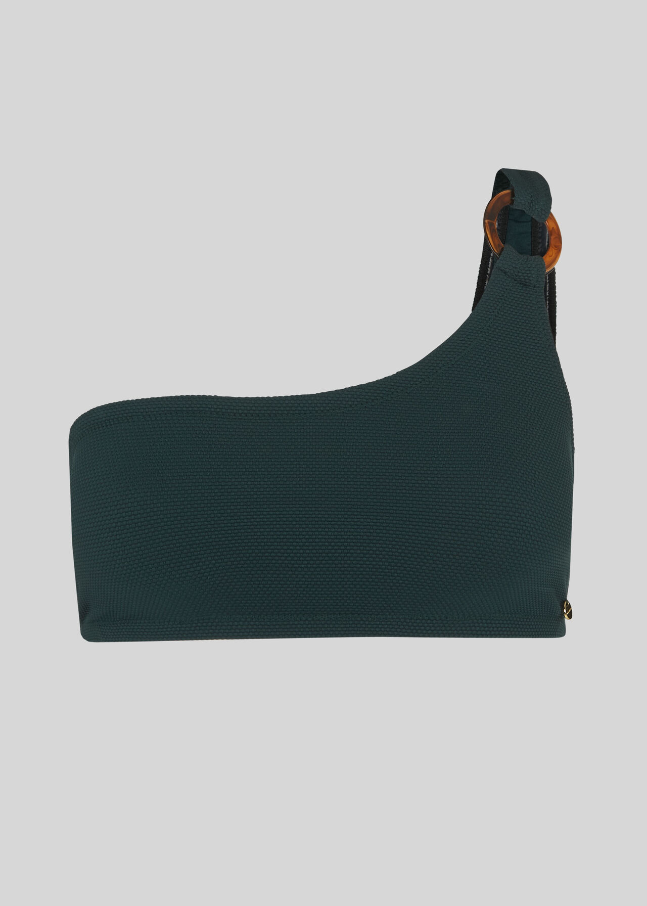 Tort Ring One Shoulder Top Dark Green