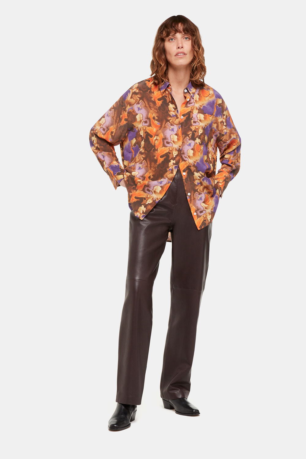 Sprayed Texture Silk Shirt