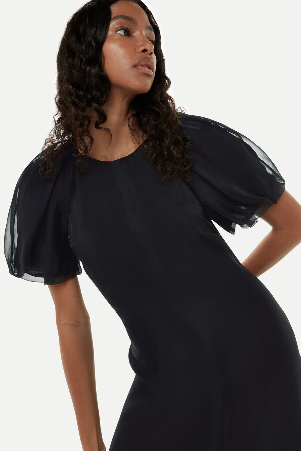 Organza Silk Puff Sleeve Dress