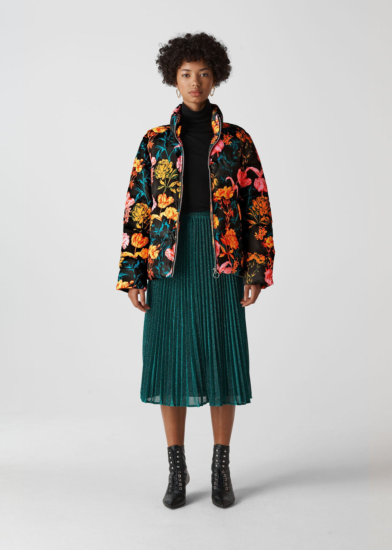 Floral Printed Puffer Multicolour