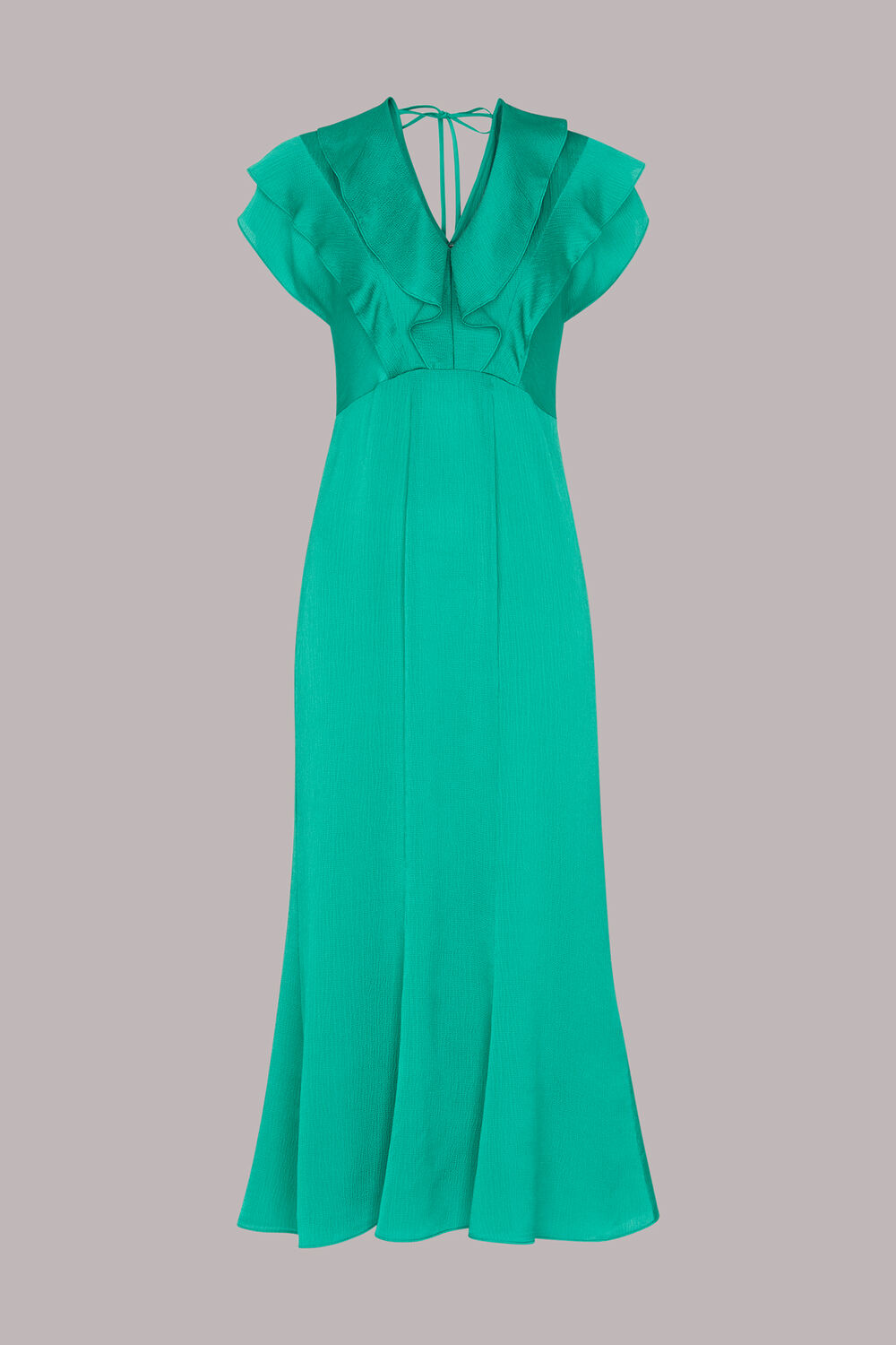 Green Adeline Frill Midi Dress