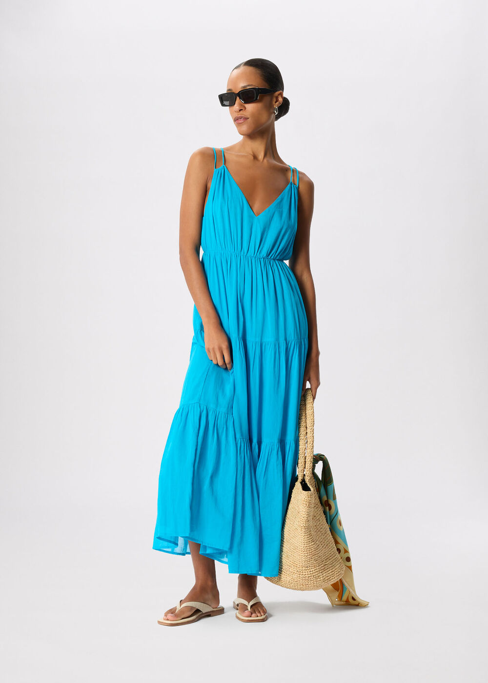 Cotton Maxi V Neck Sundress