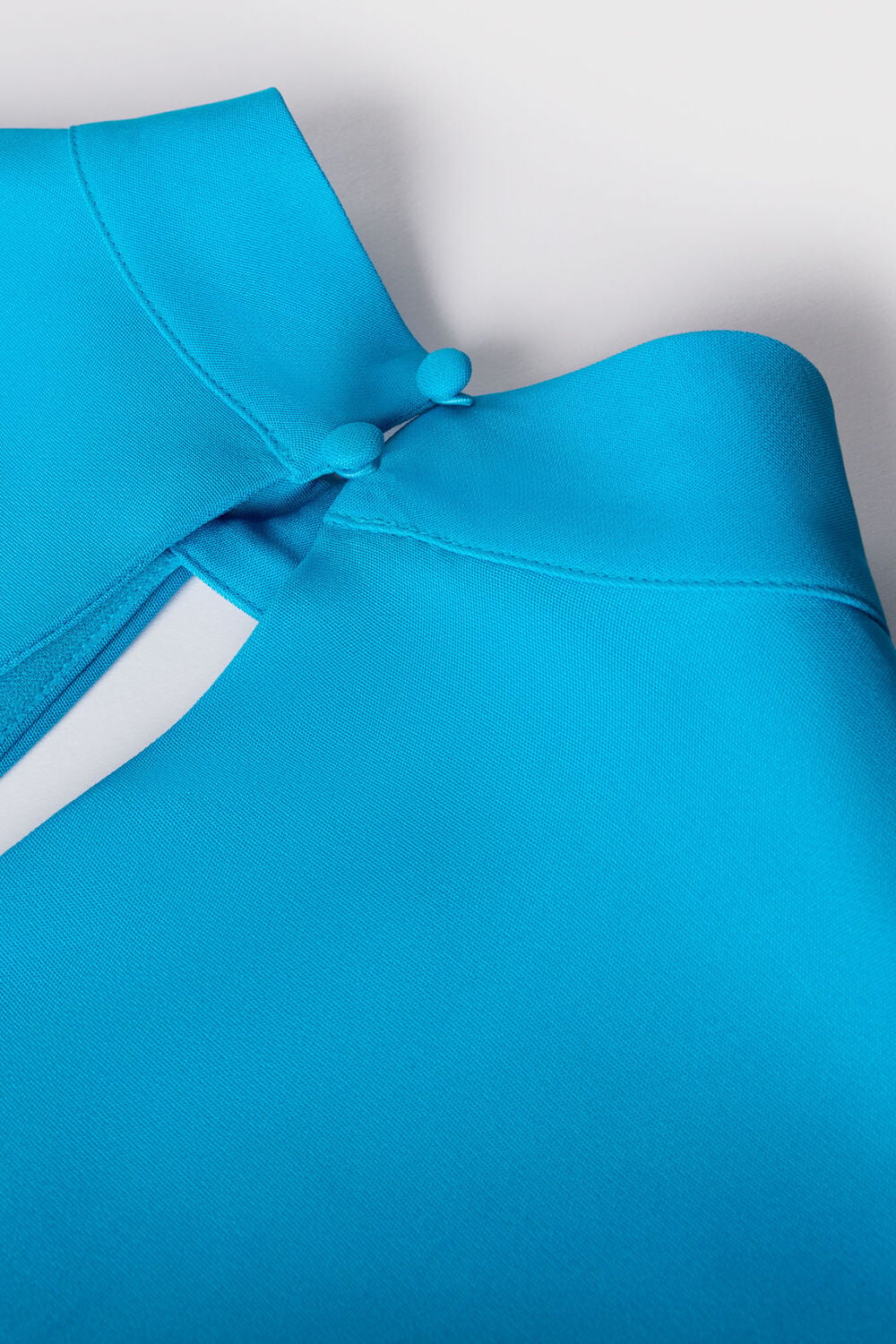 Blue Petite Twist Neck Crepe Midi Dress