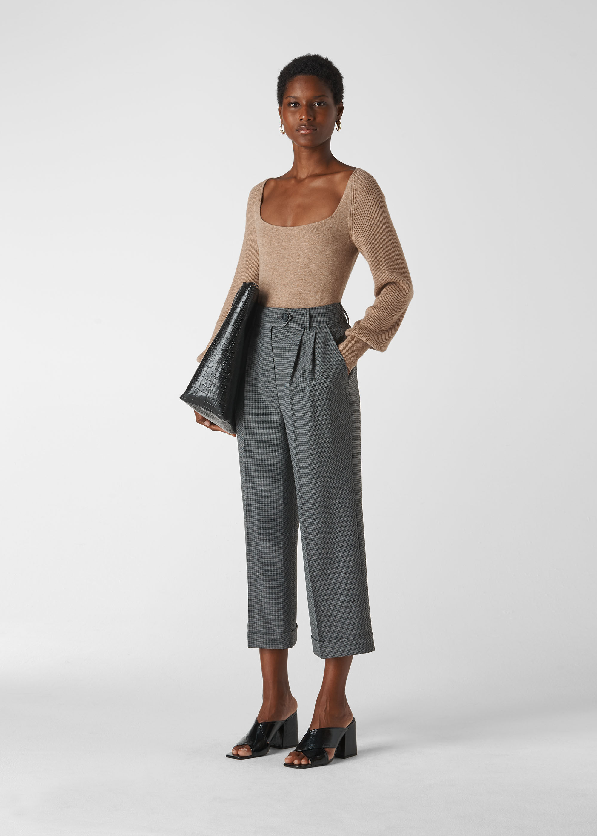 Straight cropped sale trousers
