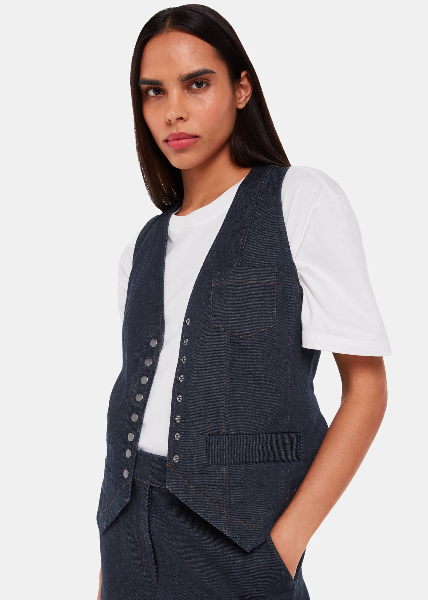 DENIM WAIST COAT AND  HIPSTERS