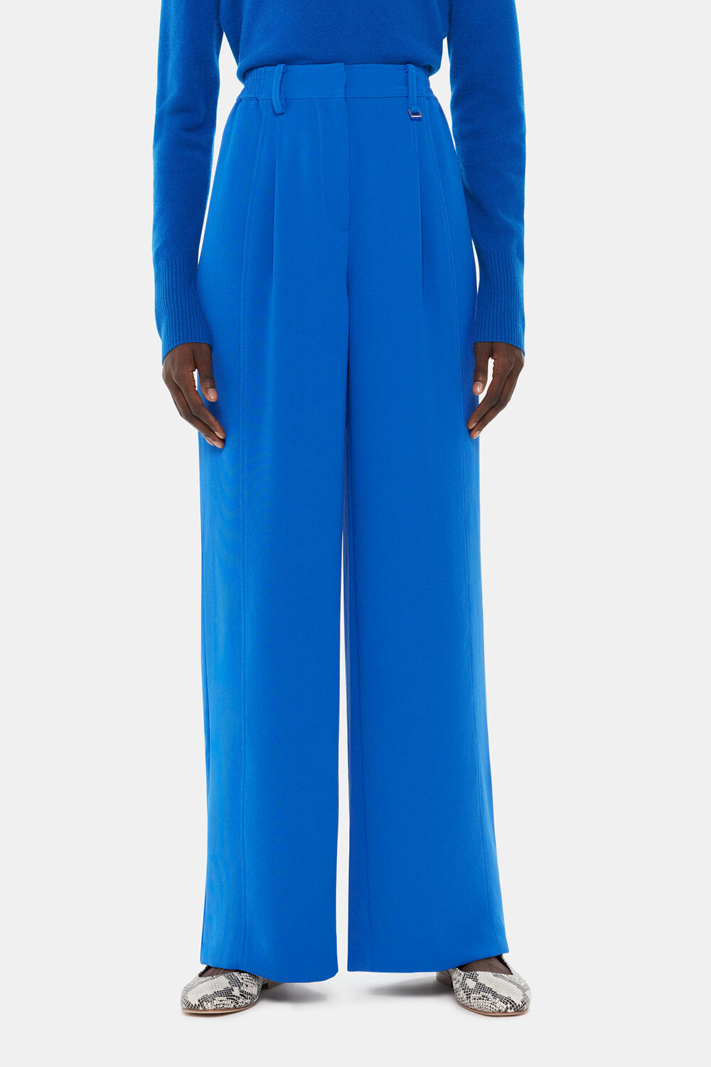 Blue Harper Crepe Wide Leg Trouser