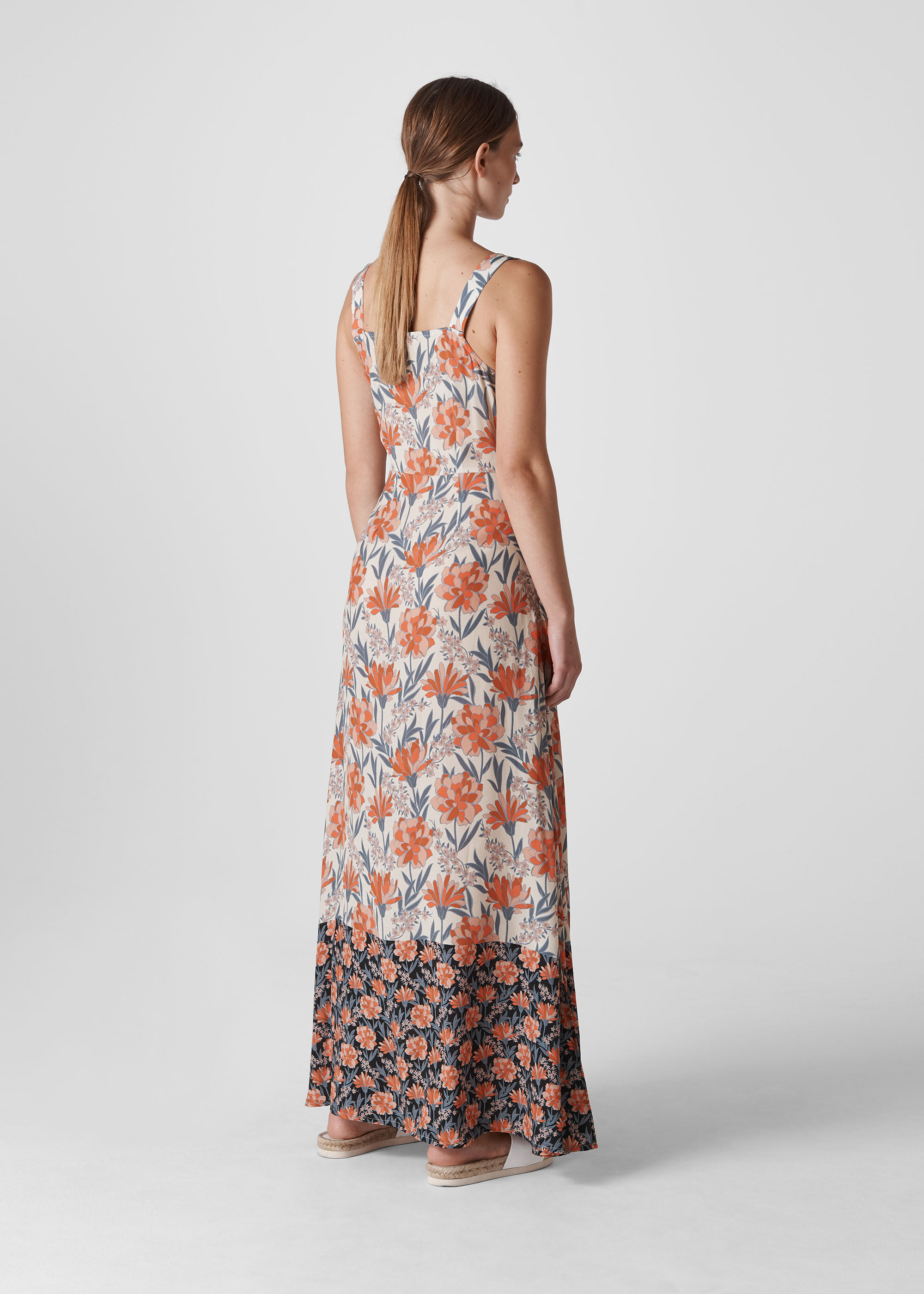 Border print discount maxi dress