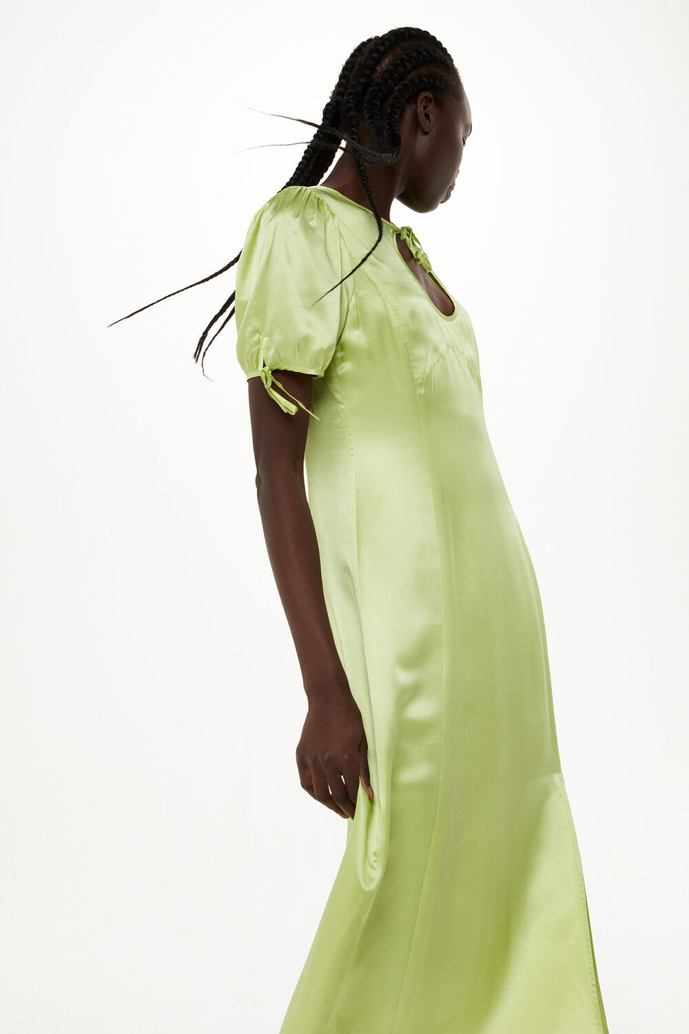 Keyhole Satin Midi Dress