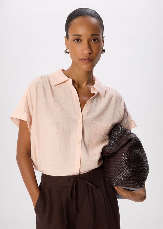 Pale Pink Nicola Textured Shirt