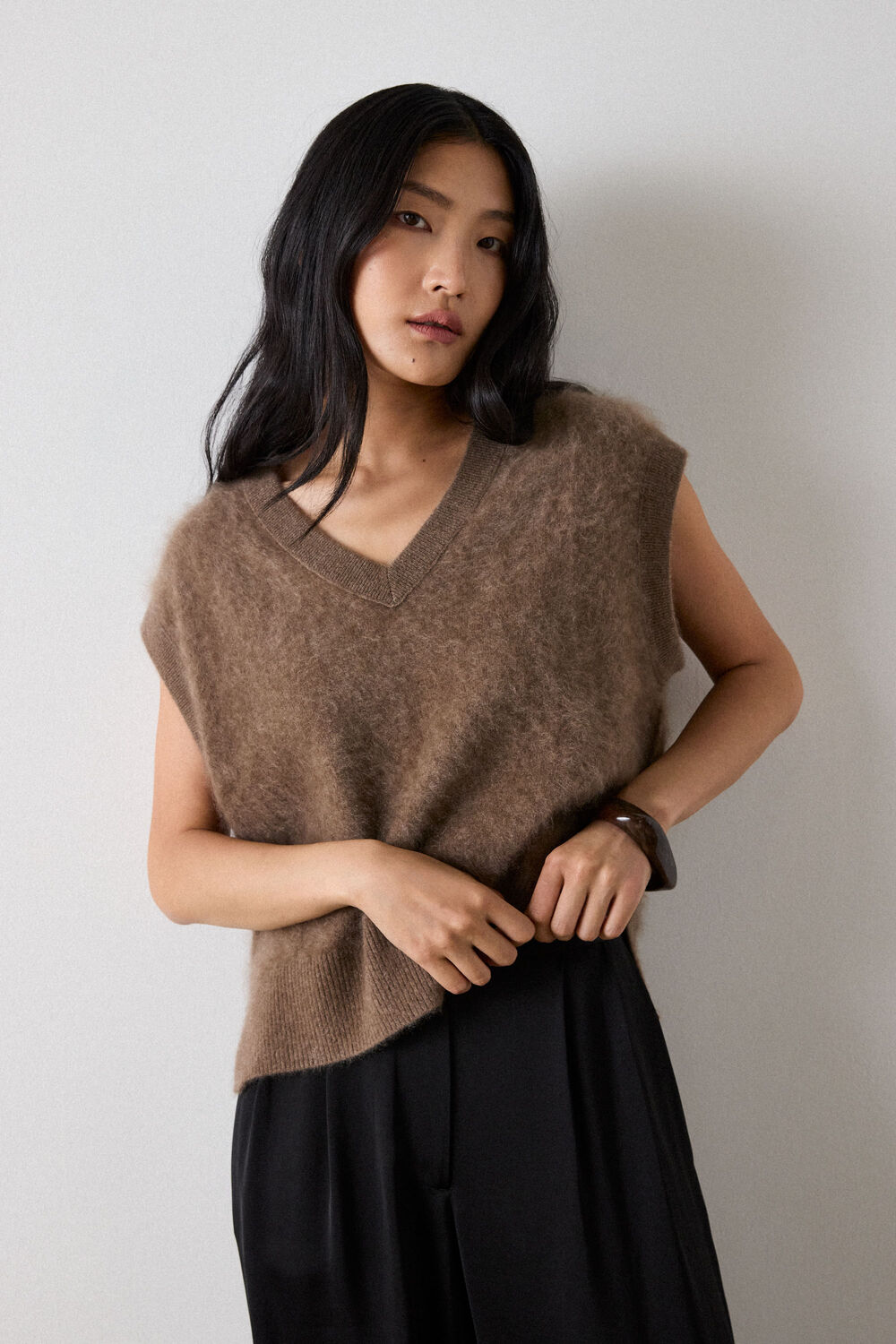 Camel Brushed Cashmere Tank