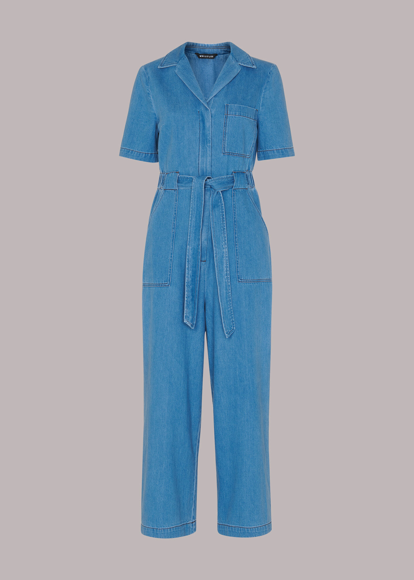 Denim Denim Collar Jumpsuit WHISTLES