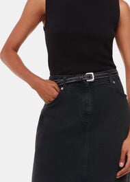 Petite Straight Denim Midi Skirt