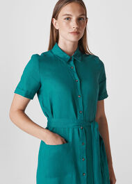 Montana Linen Shirt Dress Green