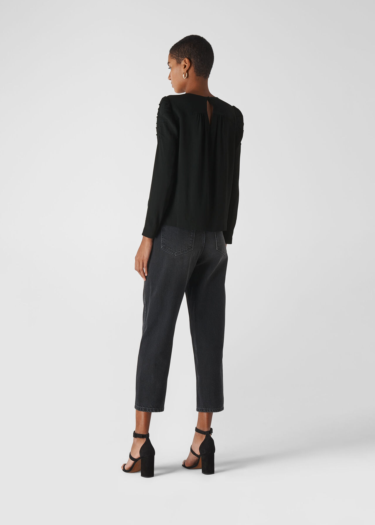 Nelly Ruched Long Sleeve Top Black
