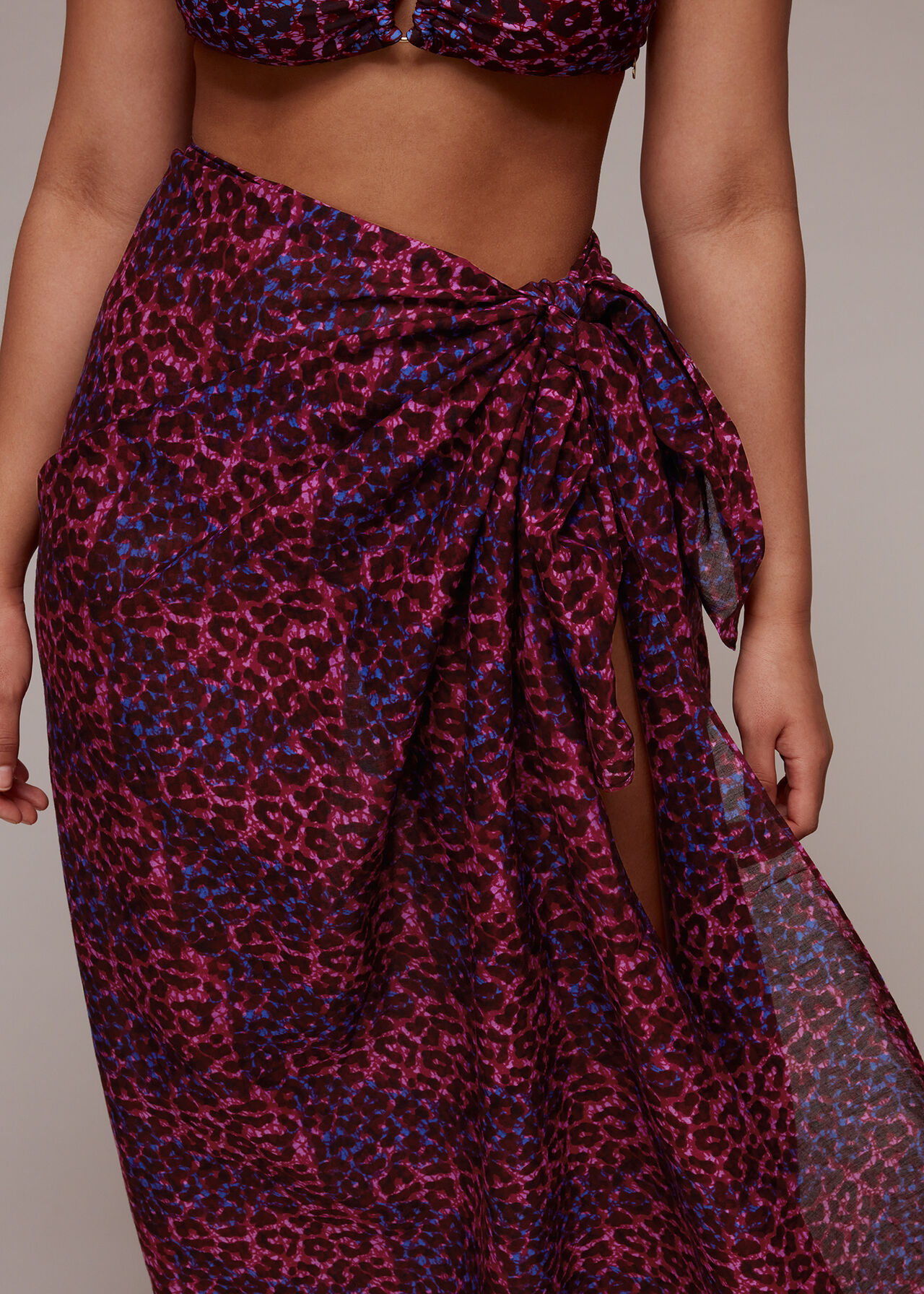 Pink/Multi Ludo Leopard Beach Sarong | WHISTLES