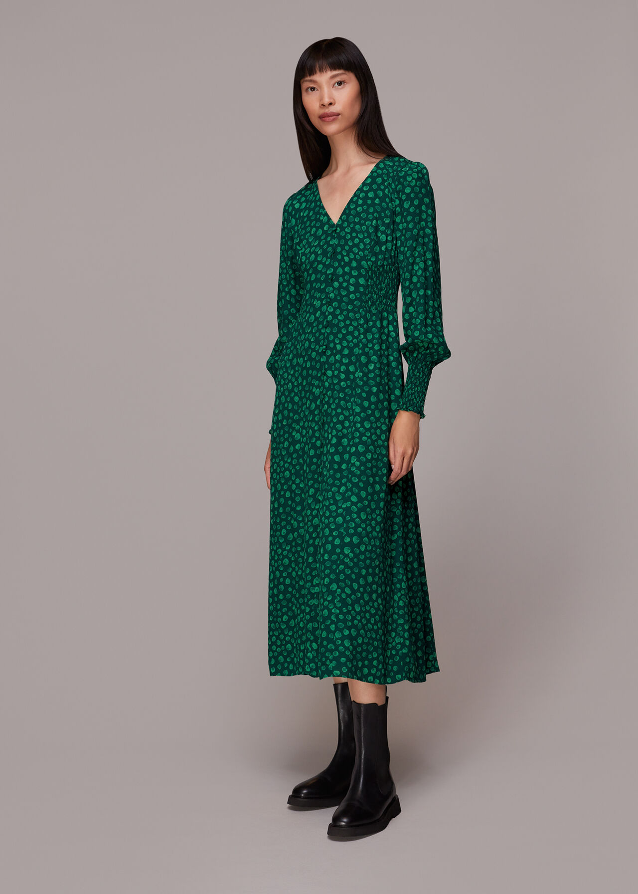 Lava Spot Print Midi Dress