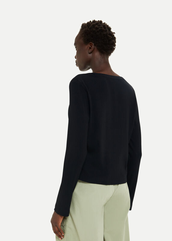 Black Tie Front Ribbed Cardigan