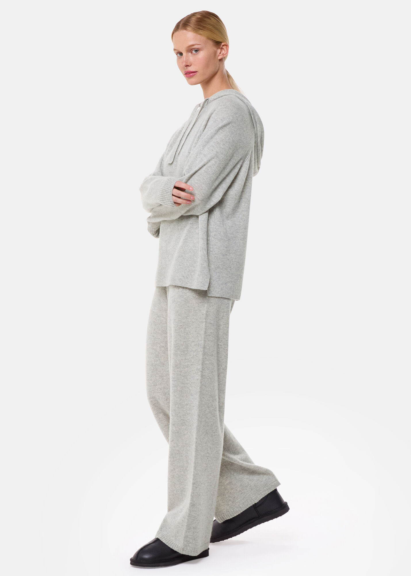 Grey Marl Cashmere Straight Leg Jogger WHISTLES Whistles UK