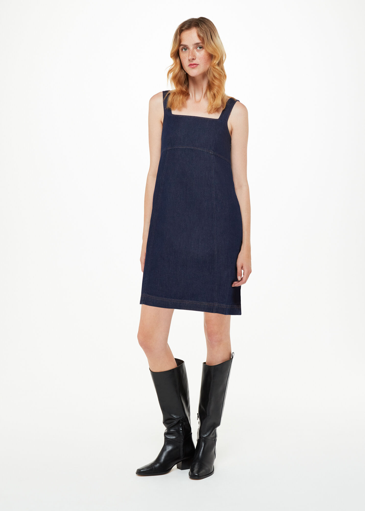 Denim Denim Pinafore Dress WHISTLES