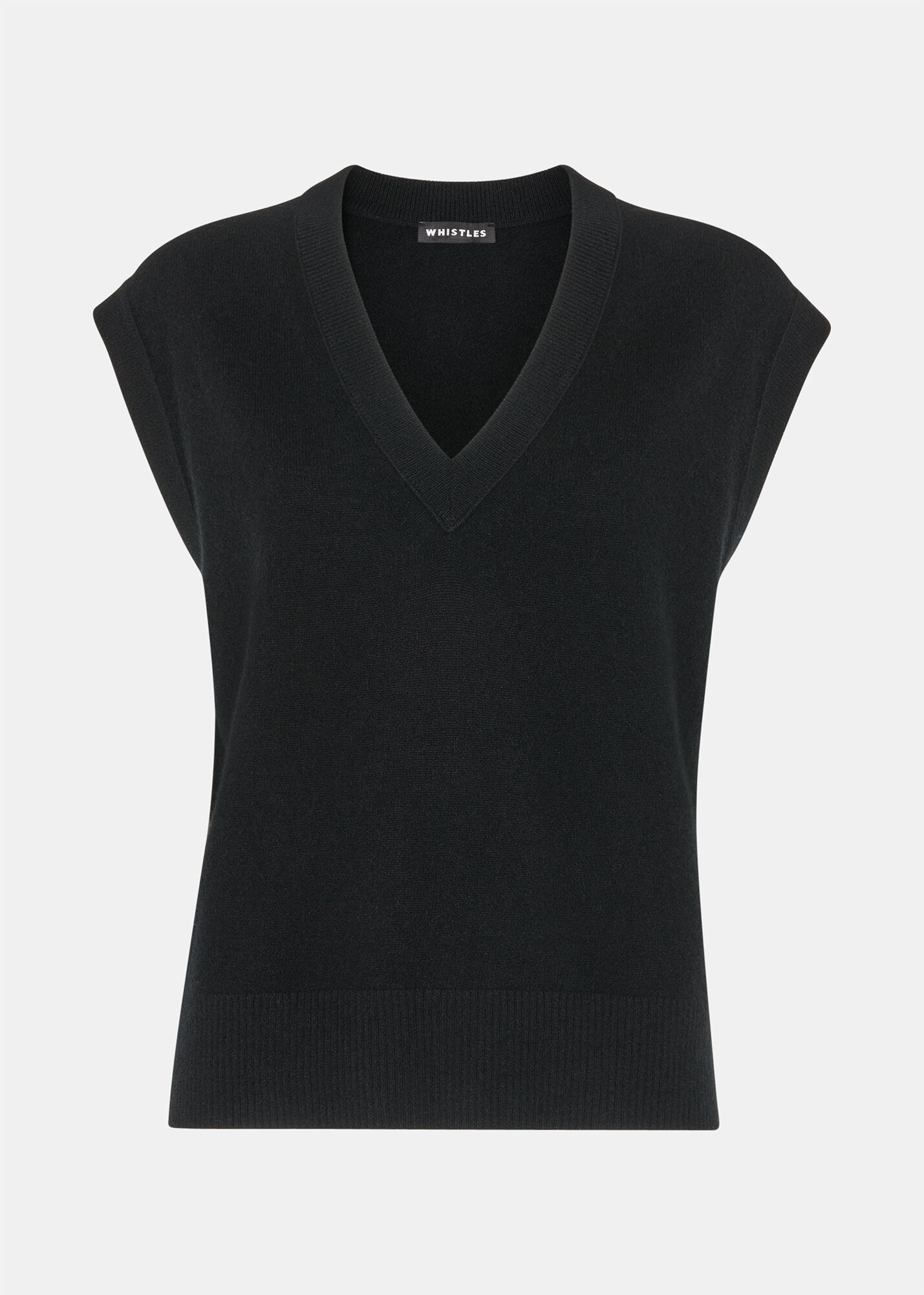 Women's Black Cashmere V Neck Sweater Vest | Whistles US |