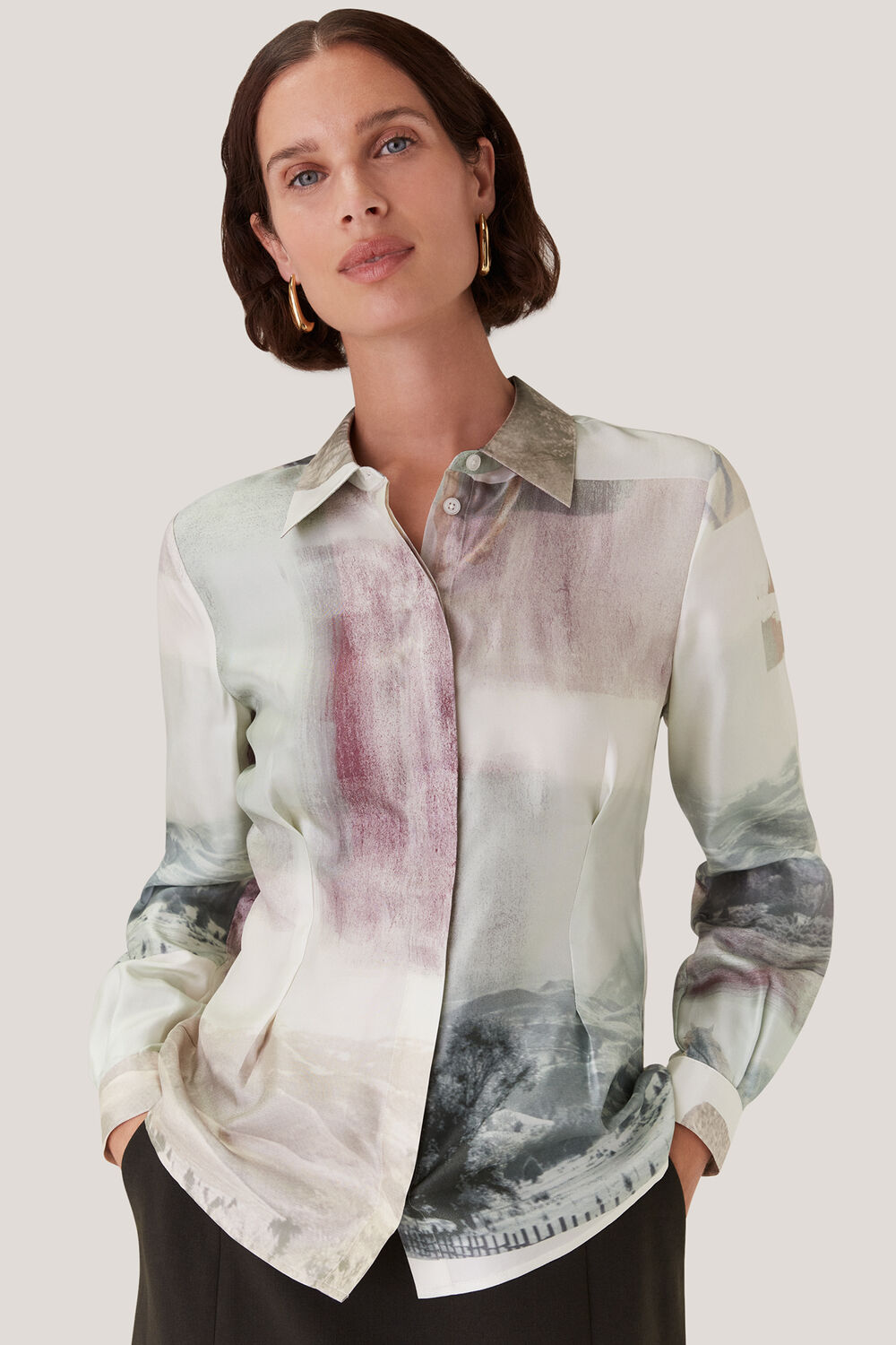 Wild Horse Print Silk Shirt