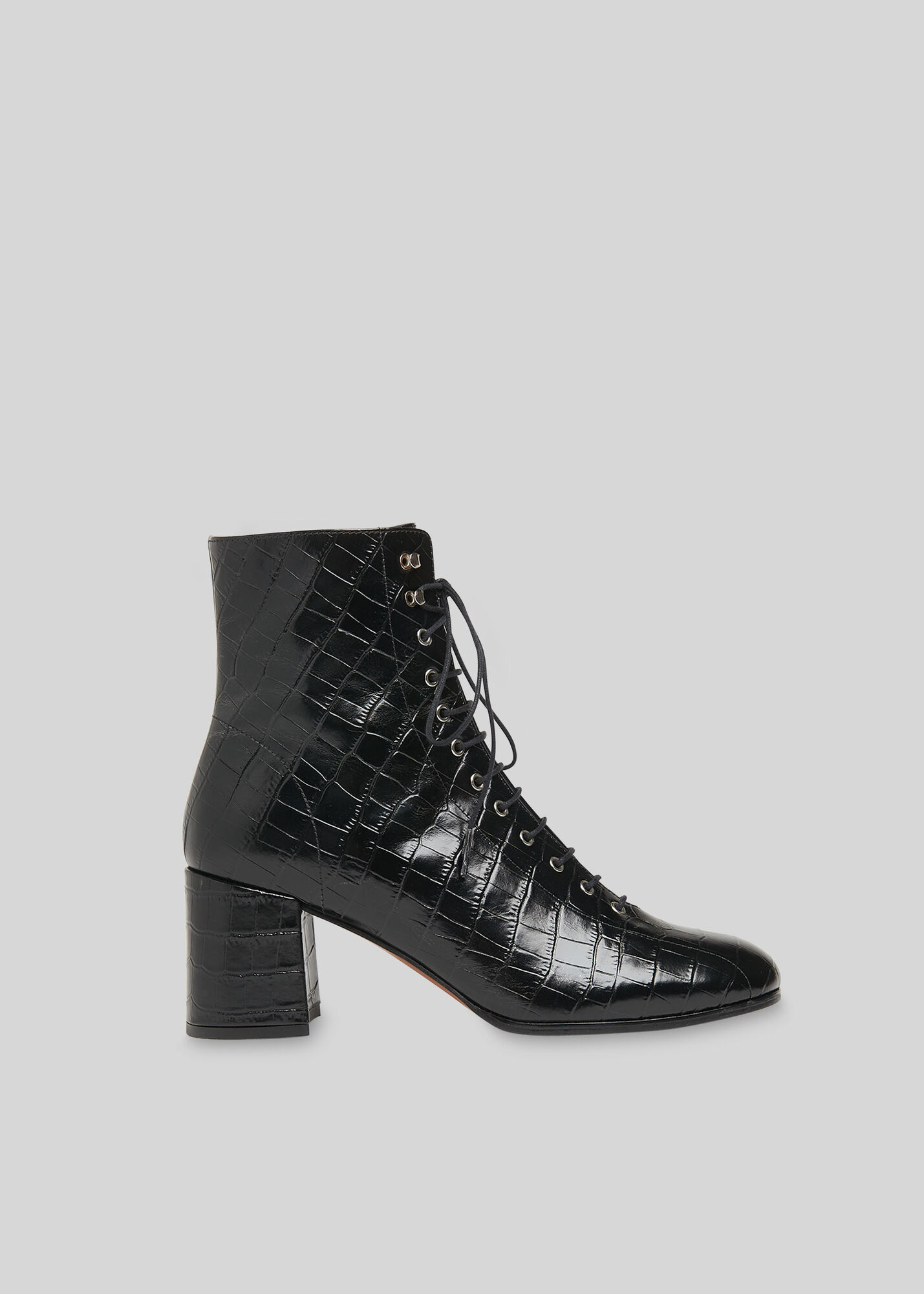 whistles amber lace up leather boots in black