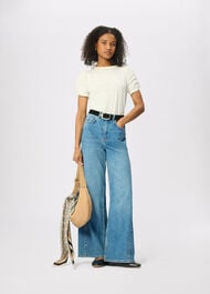 Round Neck Gathered Sleeve Tee