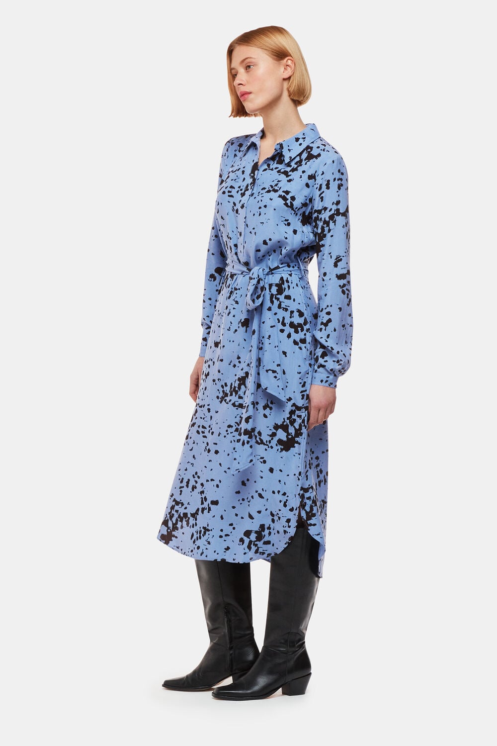 Blue Smudged Spot Print Imie Dress