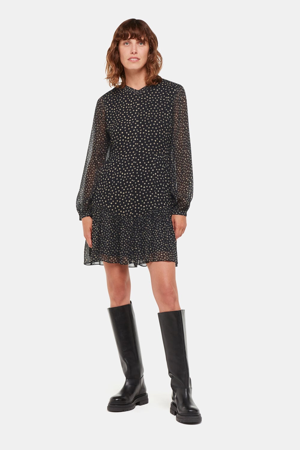 Black Speckled Polka Dot Dress
