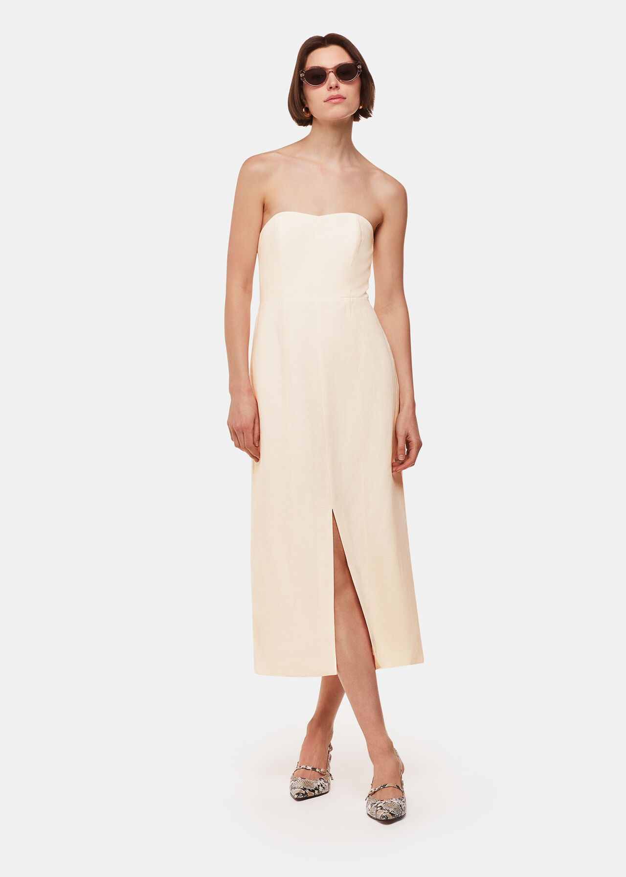 Bandeau Linen Blend Dress