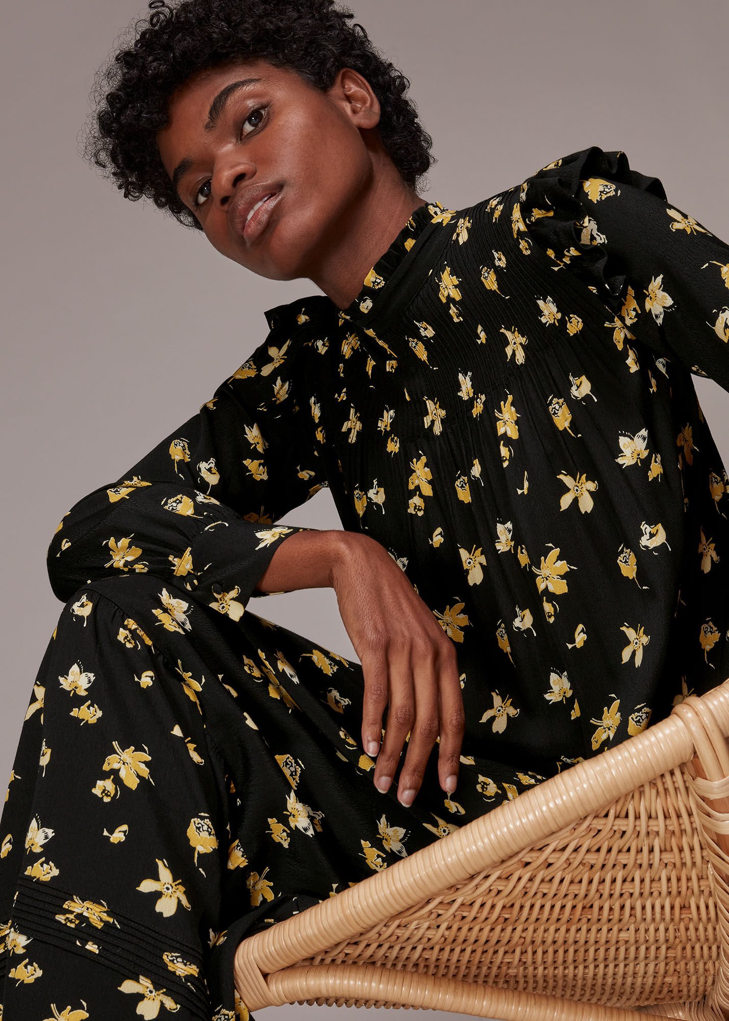 Fall floral midi best sale dress