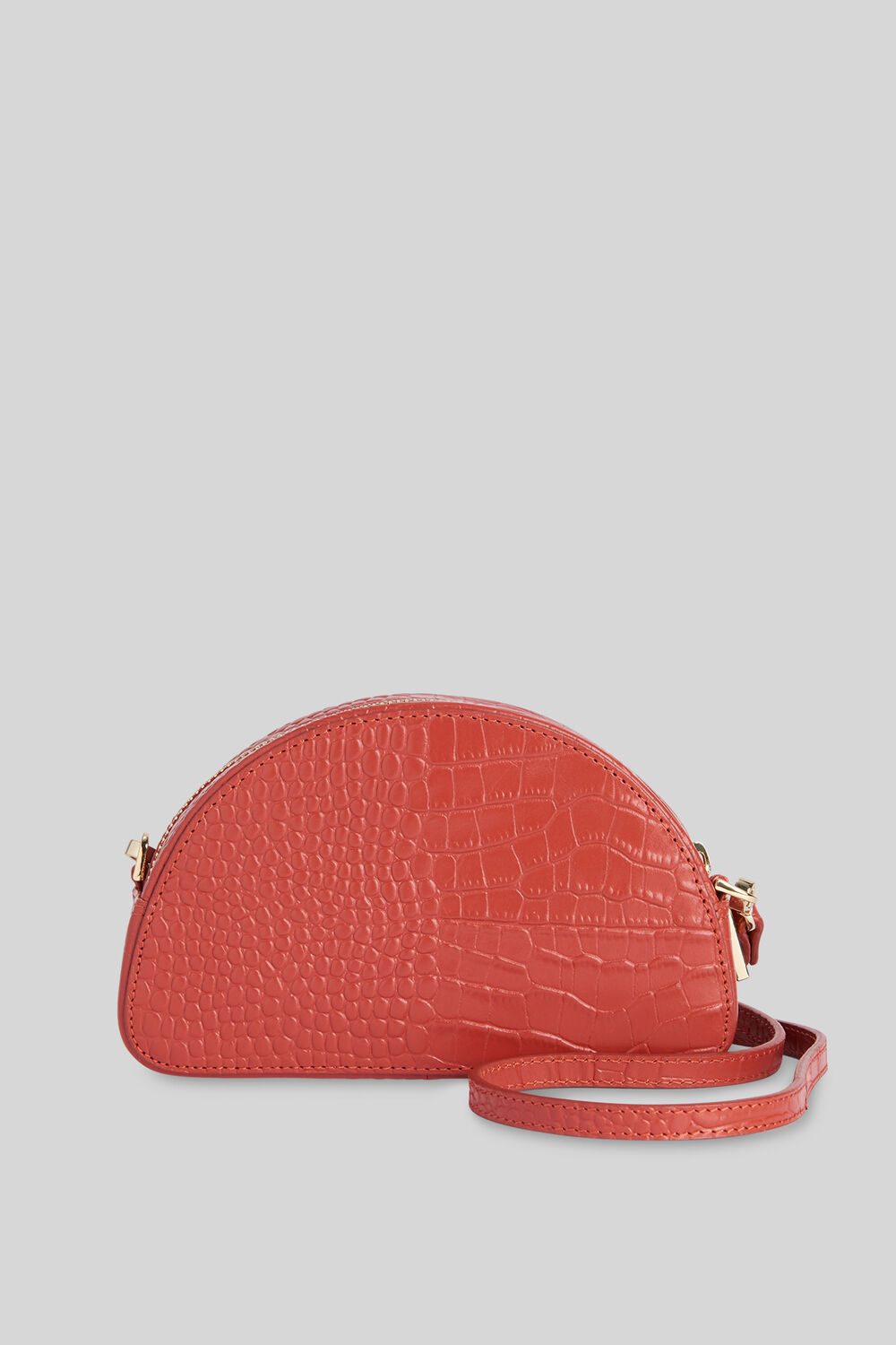 Jasmin Croc Half Moon Bag Rust