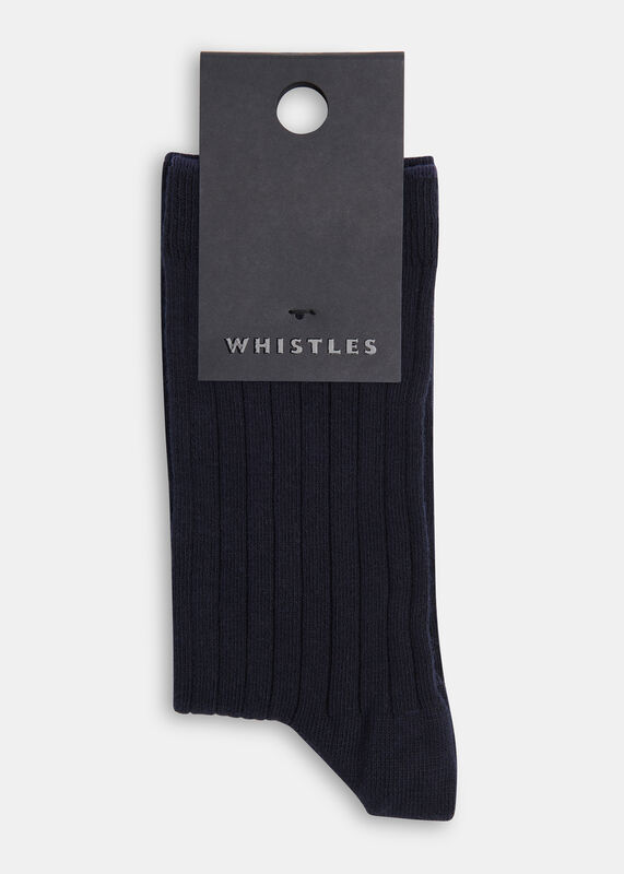 Navy Classic Ribbed Socks