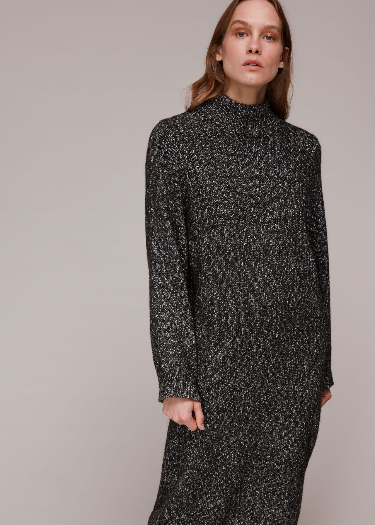 Flecked Knitted Midi Dress