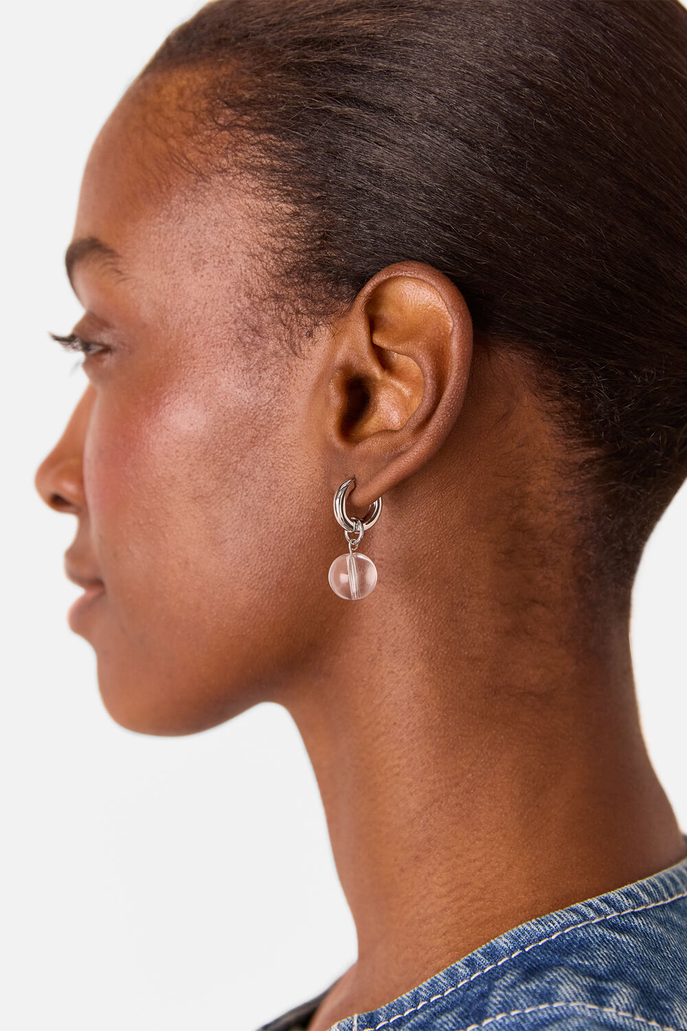 Silver Bead Drop Earring