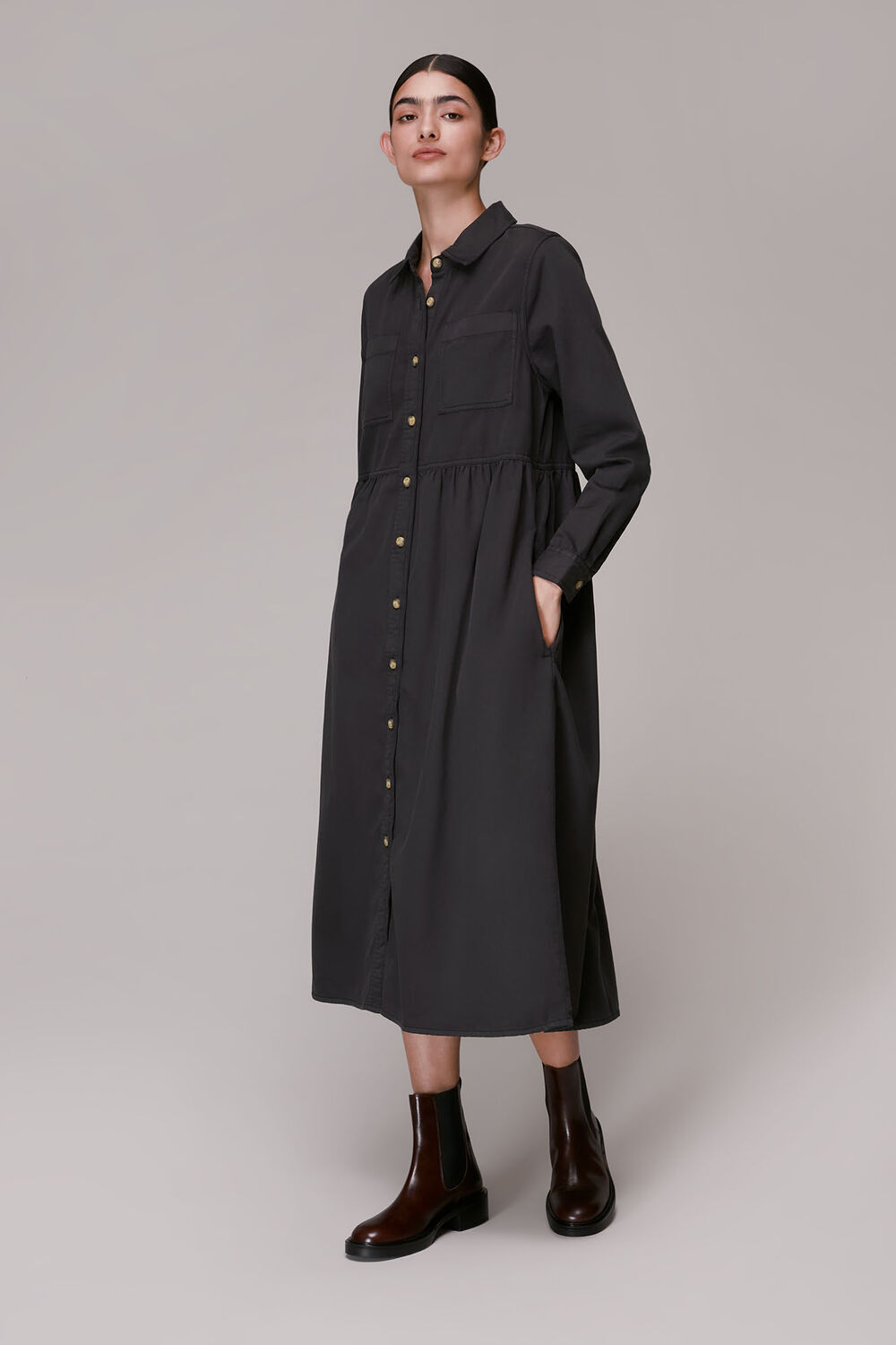 Black Button Up Shirt Dress