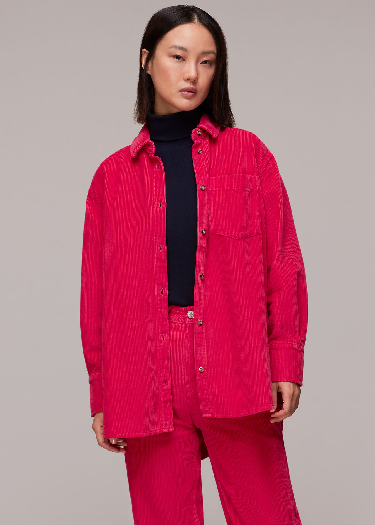 High Waist Cord Barrel Jean
