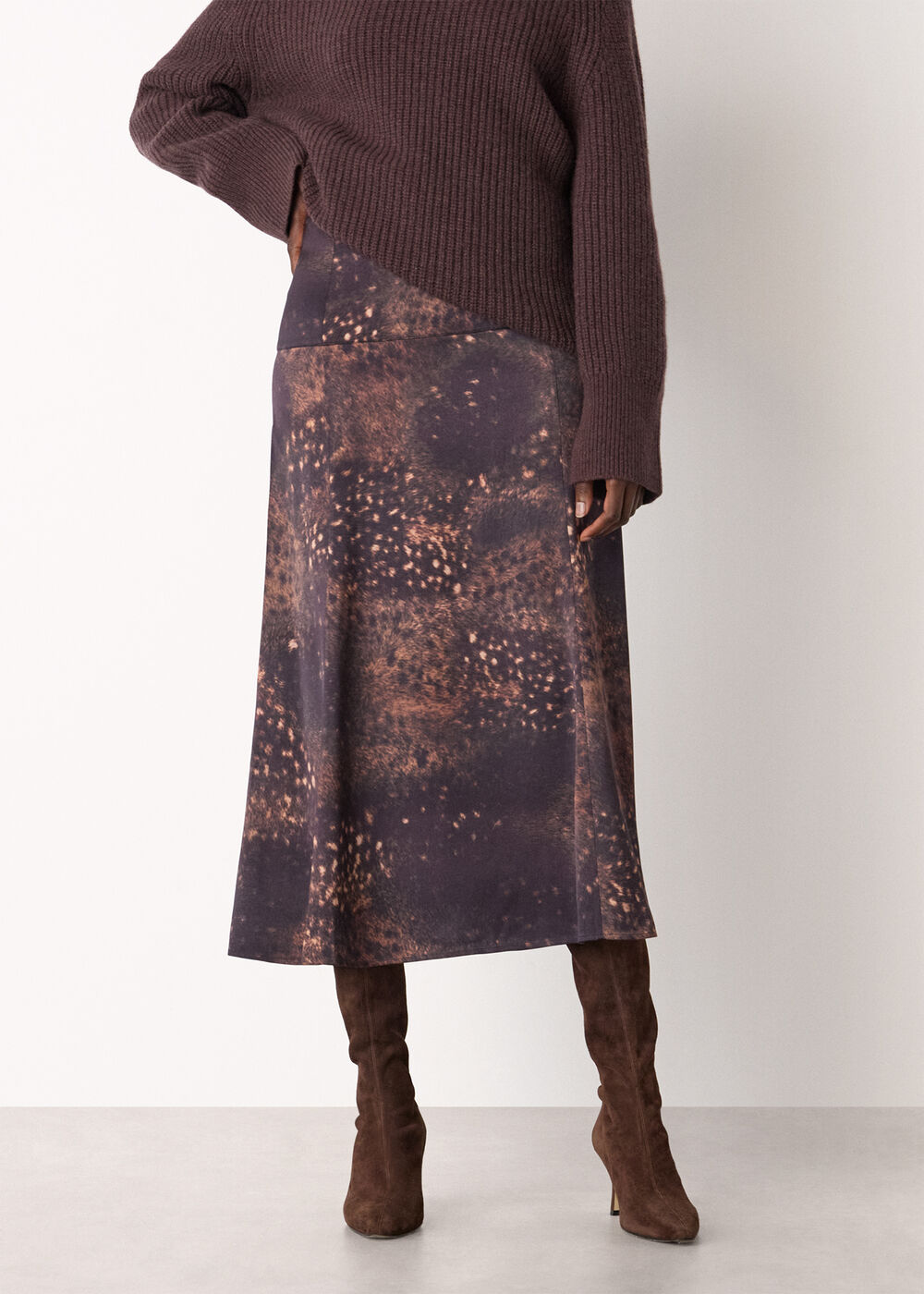 Spotted Animal Midi Skirt