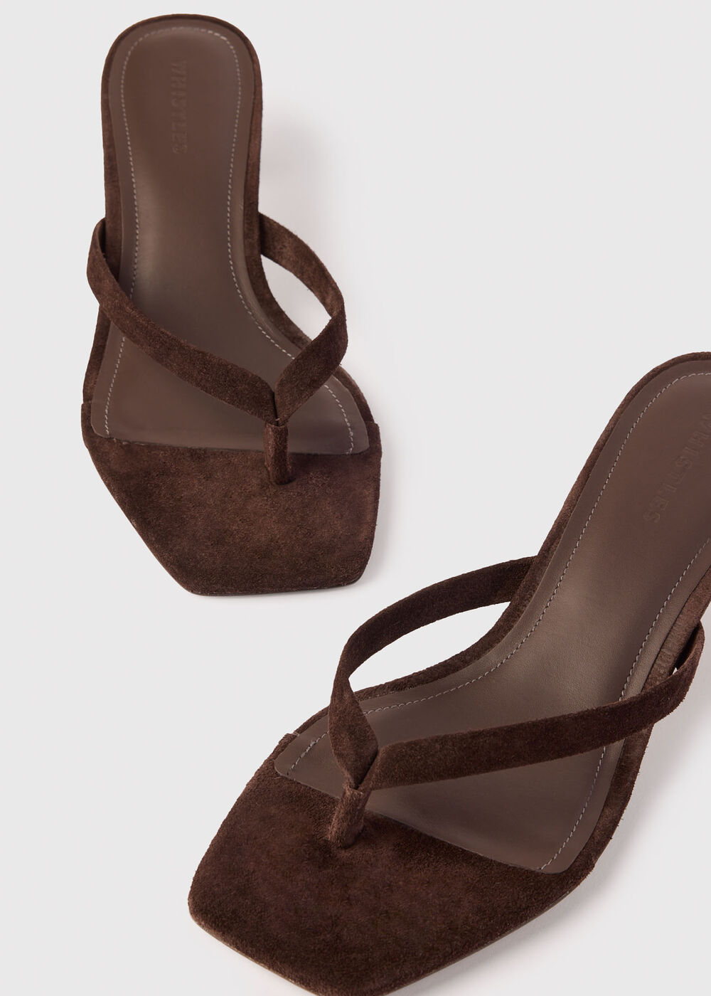 Suede Toe Post Heeled Mule